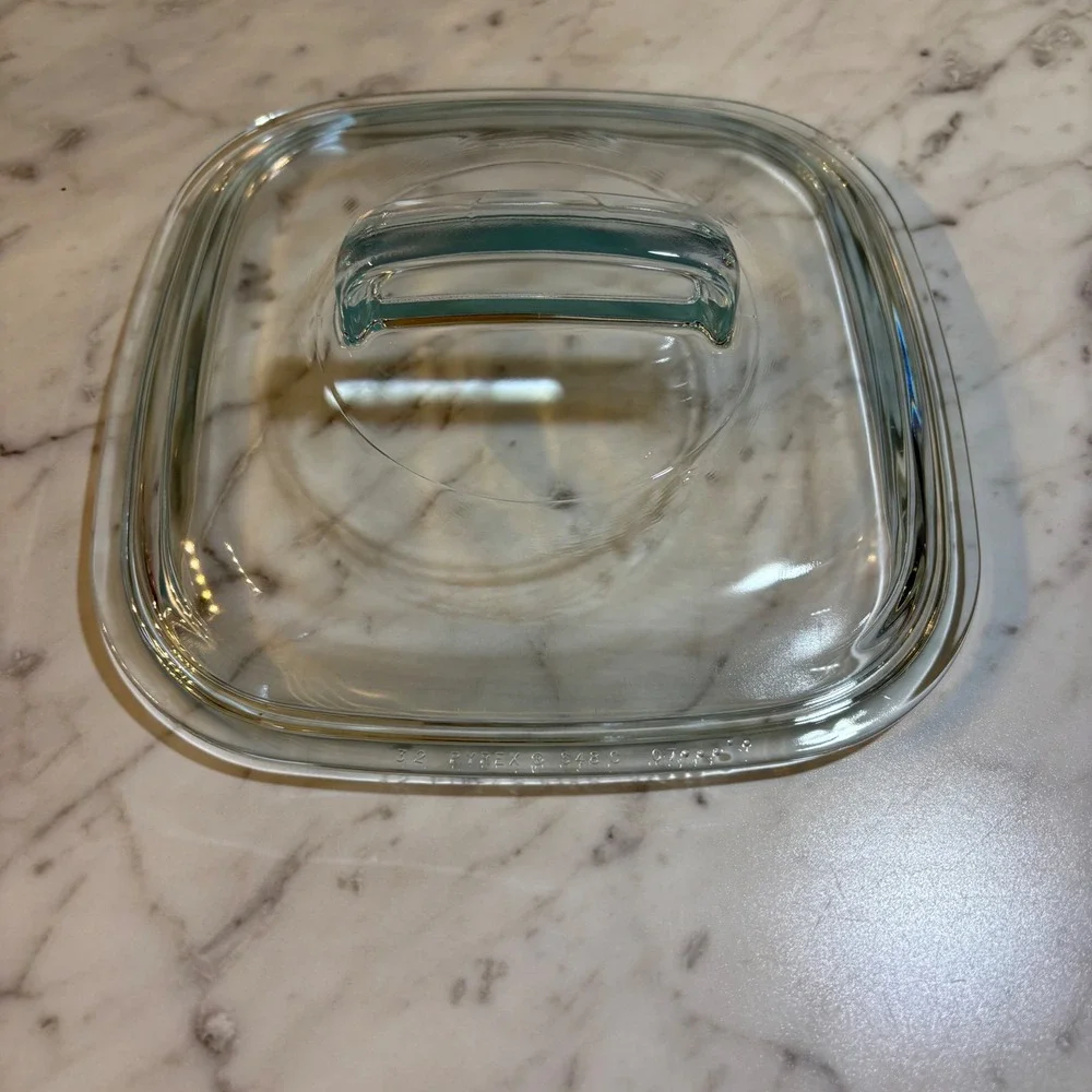 Vintage Pyrex 548-C ClearGlass Replacement Lid for 1.25 Qt Square Casserole Dish